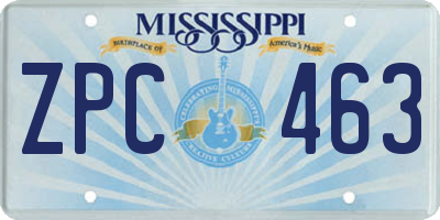 MS license plate ZPC463