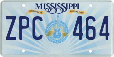 MS license plate ZPC464
