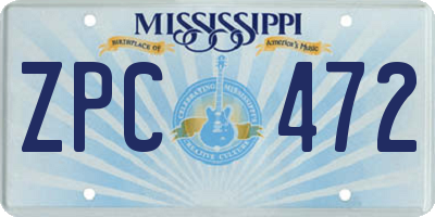 MS license plate ZPC472