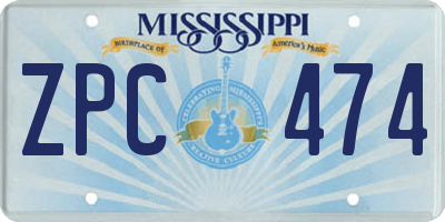 MS license plate ZPC474