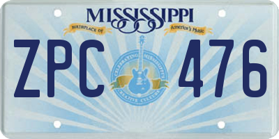 MS license plate ZPC476