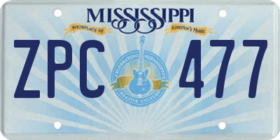 MS license plate ZPC477