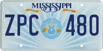 MS license plate ZPC480