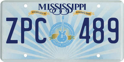 MS license plate ZPC489