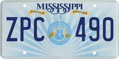 MS license plate ZPC490