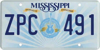 MS license plate ZPC491