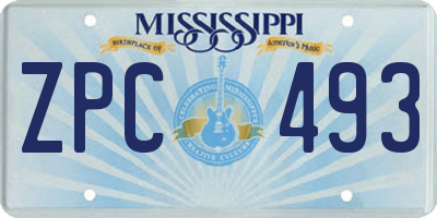 MS license plate ZPC493