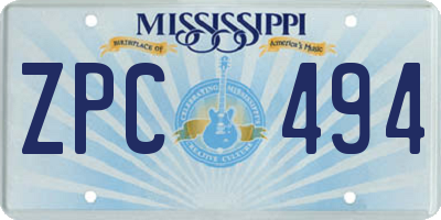 MS license plate ZPC494