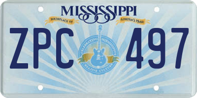 MS license plate ZPC497