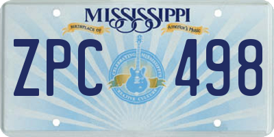 MS license plate ZPC498