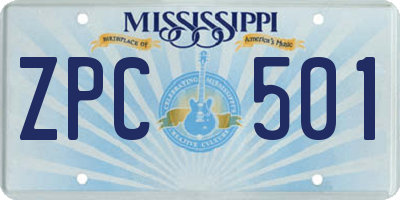 MS license plate ZPC501