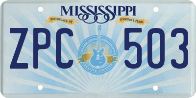 MS license plate ZPC503