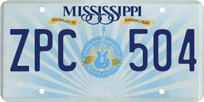 MS license plate ZPC504