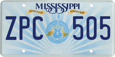 MS license plate ZPC505