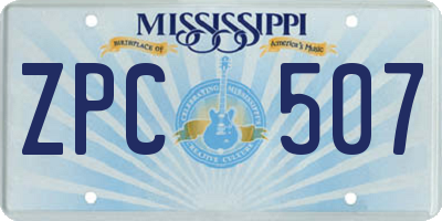 MS license plate ZPC507