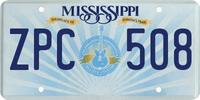 MS license plate ZPC508