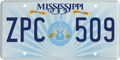 MS license plate ZPC509