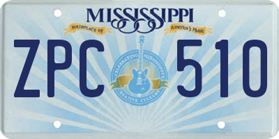MS license plate ZPC510