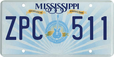 MS license plate ZPC511