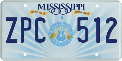 MS license plate ZPC512