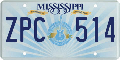 MS license plate ZPC514
