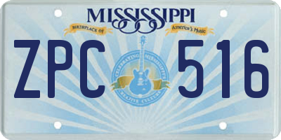 MS license plate ZPC516