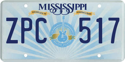 MS license plate ZPC517