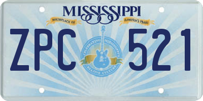 MS license plate ZPC521