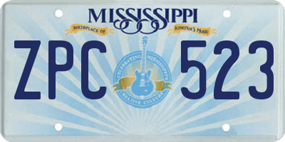 MS license plate ZPC523
