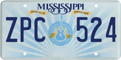 MS license plate ZPC524
