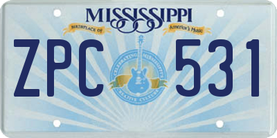 MS license plate ZPC531