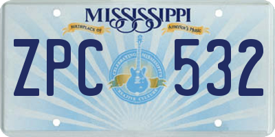 MS license plate ZPC532
