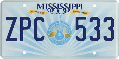 MS license plate ZPC533