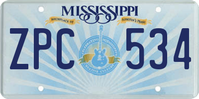 MS license plate ZPC534