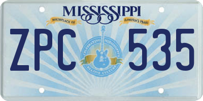 MS license plate ZPC535