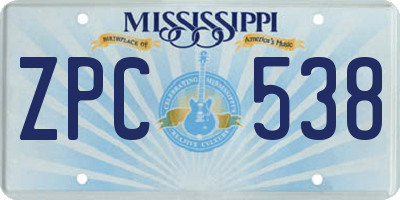 MS license plate ZPC538