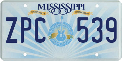 MS license plate ZPC539