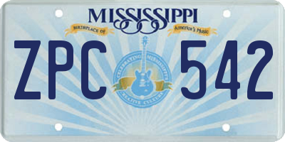 MS license plate ZPC542