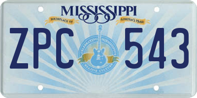 MS license plate ZPC543