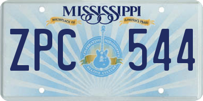 MS license plate ZPC544