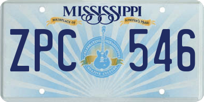 MS license plate ZPC546