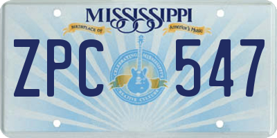 MS license plate ZPC547