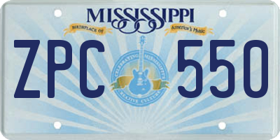 MS license plate ZPC550