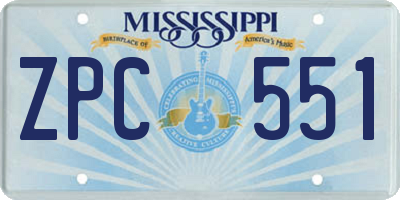 MS license plate ZPC551