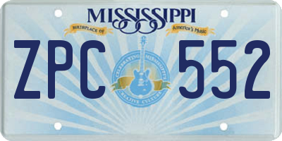 MS license plate ZPC552