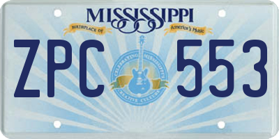 MS license plate ZPC553