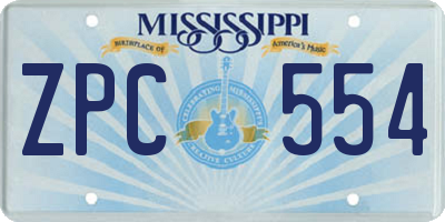 MS license plate ZPC554
