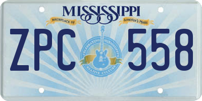 MS license plate ZPC558
