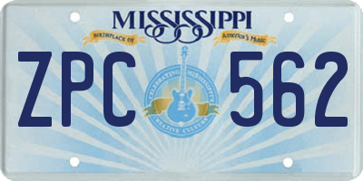 MS license plate ZPC562