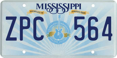 MS license plate ZPC564